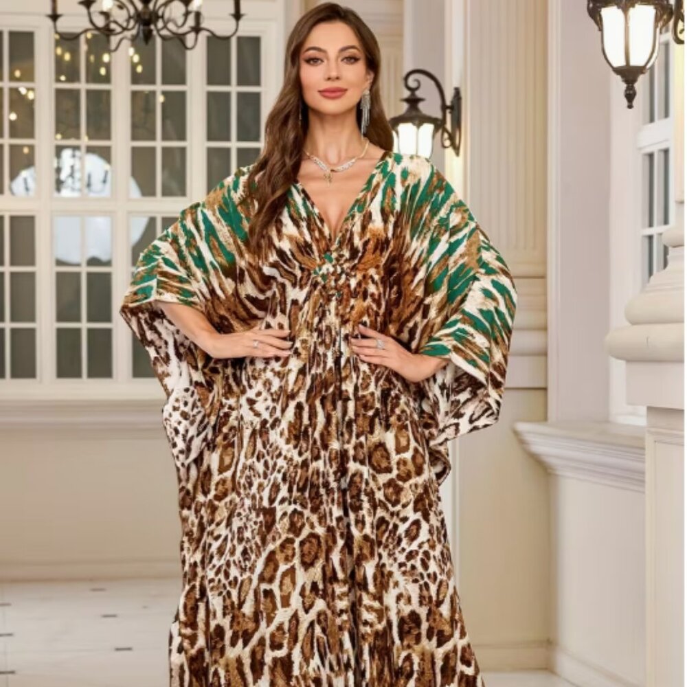 BOHO CHIC LEOPARD PRINT COVER-UP/MUMU